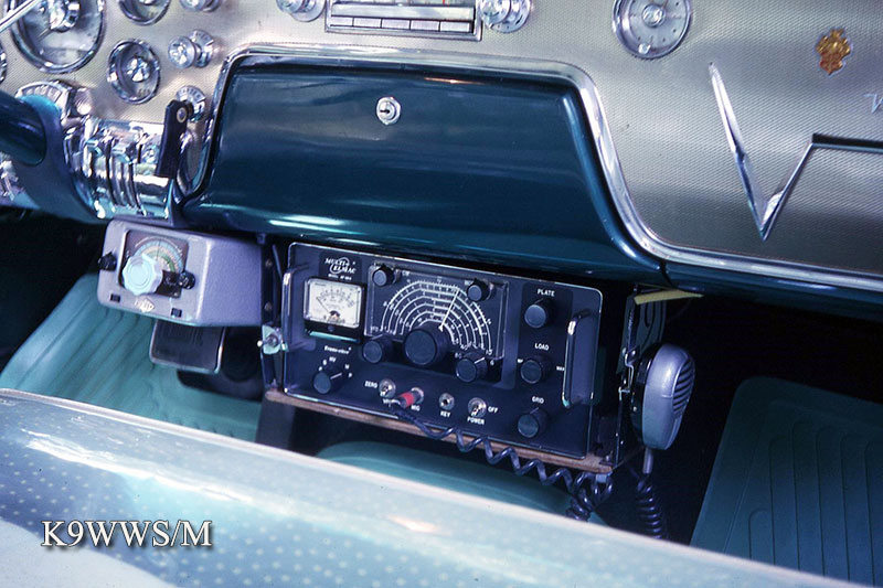 K9WWS/M - Multi-Elmac AF-68, Gonset Converter in 1955 Packard (1962 photo)